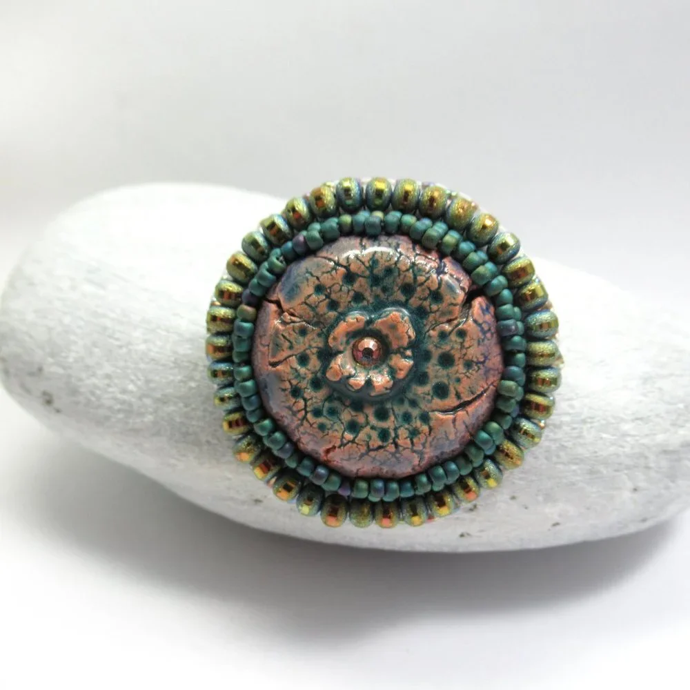 Handmade Cabochon Flower Brooch